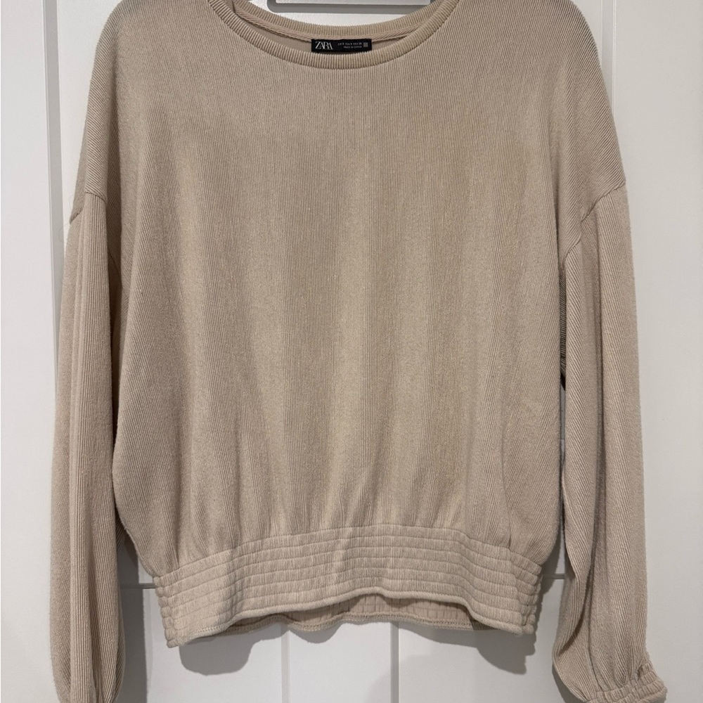 Zara Beige Crewneck Sweater